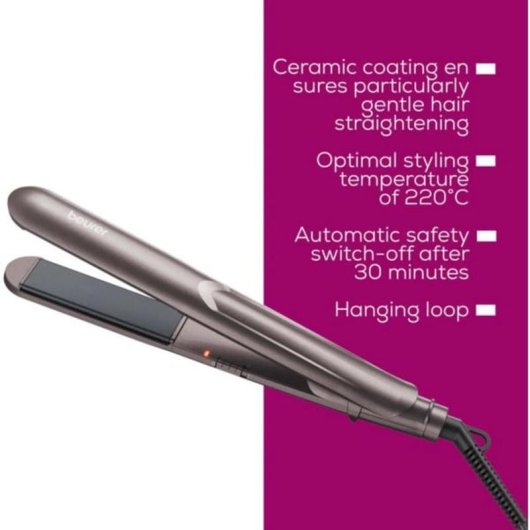 Piastra per Capelli Ceramica Beurer HS 15 220ºC Spegnimento Automatico Grigio