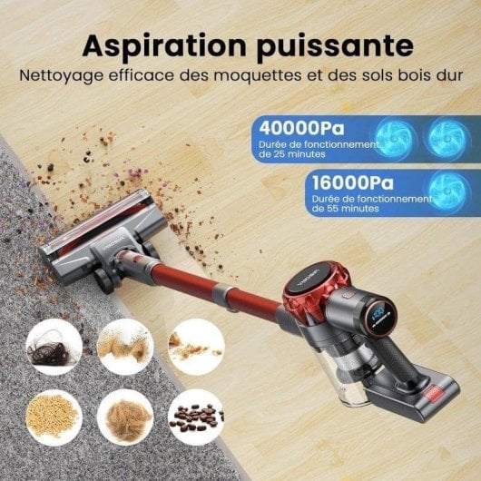 Aspirateur sans Fil Rolipo S3P Rouge Gris 2,5 kg Ultra-léger Puissant