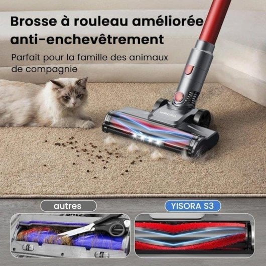 Aspirateur sans Fil Rolipo S3P Rouge Gris 2,5 kg Ultra-léger Puissant
