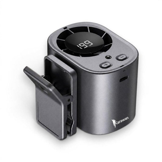 Mini Ventoinha Portátil Karawan T-510 5W Velocidade Ajustável Clip Ecrã Digital Preto
