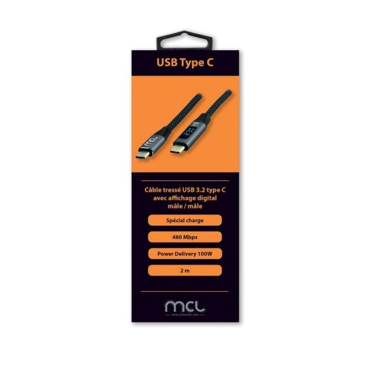 Cabo USB-C MCL 2 m com Ecrã Digital USB 2.0