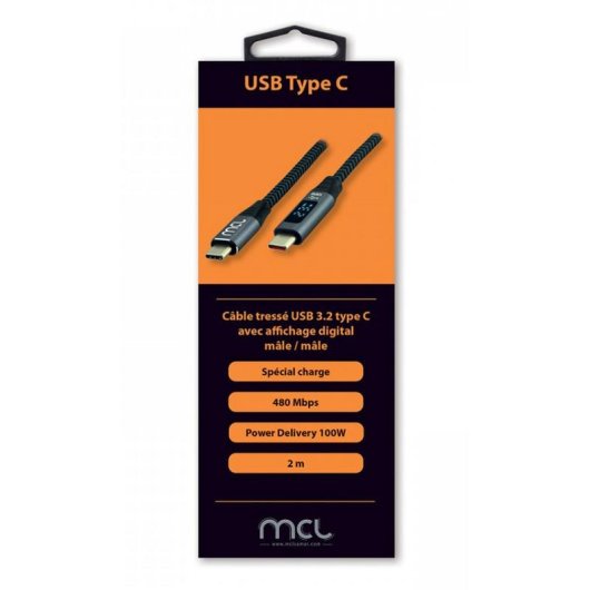 Cabo USB-C MCL 2 m com Ecrã Digital USB 2.0