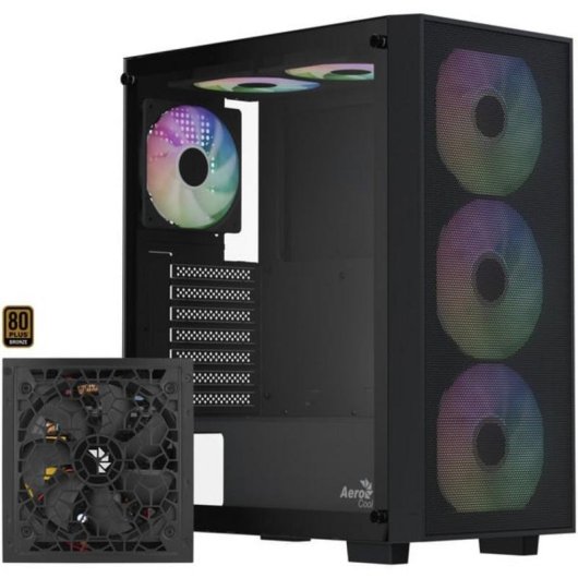 Boîtier PC ATX Aerocool B509A Flow avec panneau mesh et alimentation 650W