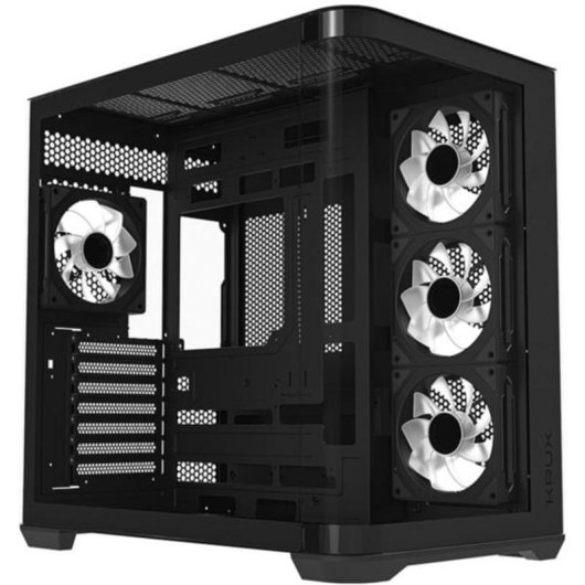 Boîtier PC Krux Tano Tour Mid avec panneau panoramique et 4 ventilateurs ARGB