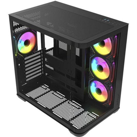 Boîtier PC Krux Tano Tour Mid avec panneau panoramique et 4 ventilateurs ARGB