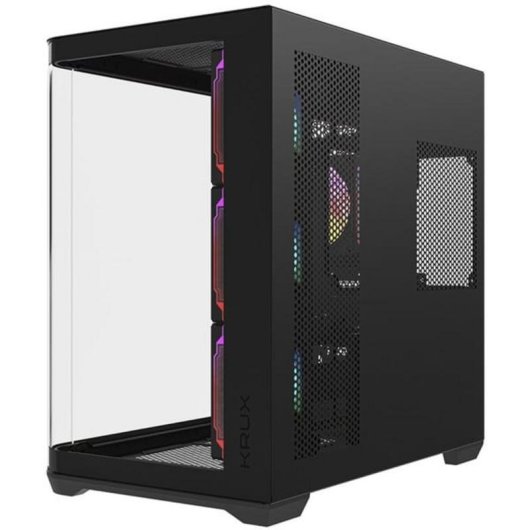 Boîtier PC Krux Tano Tour Mid avec panneau panoramique et 4 ventilateurs ARGB