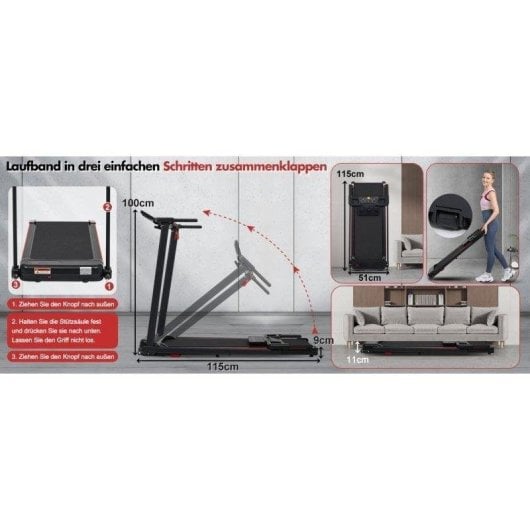 Tapis roulant pliable Rolipo N884P 12 km/h 120 kg 8% 3,0 HP