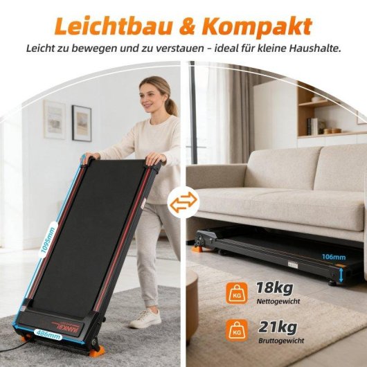 Tappetino elettrico Rolipo T5198 1-6 km/h inclinabile con applicazione
