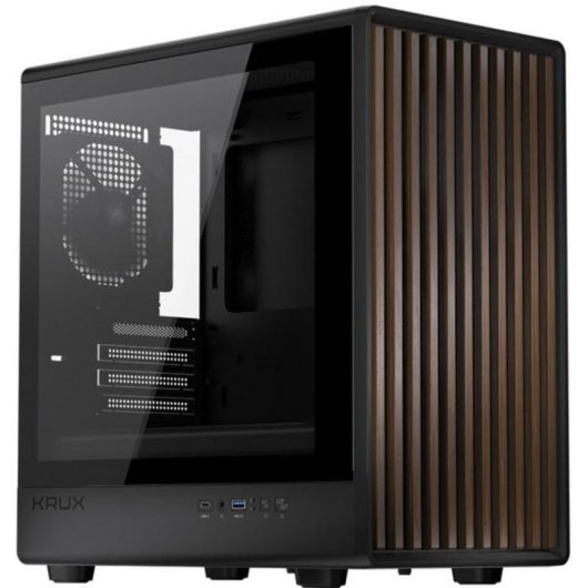 Boîtier PC Krux Helio microATX Noir/Bois Verre Trempé