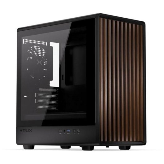 Boîtier PC Krux Helio microATX Noir/Bois Verre Trempé