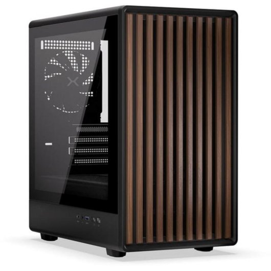 Boîtier PC Krux Helio microATX Noir/Bois Verre Trempé