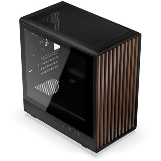 Boîtier PC Krux Helio microATX Noir/Bois Verre Trempé