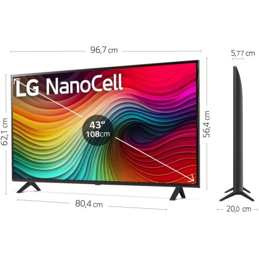 LG NANOCELL 4K 43NANO82A6B.AEU UltraHD 4K Smart TV WebOS24 AI ThinQ