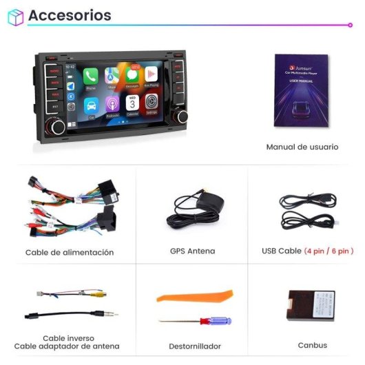 Autoradio Junsun Android 15 7" CarPlay GPS DAB+ Bluetooth VW Touareg 7L 2002-2010