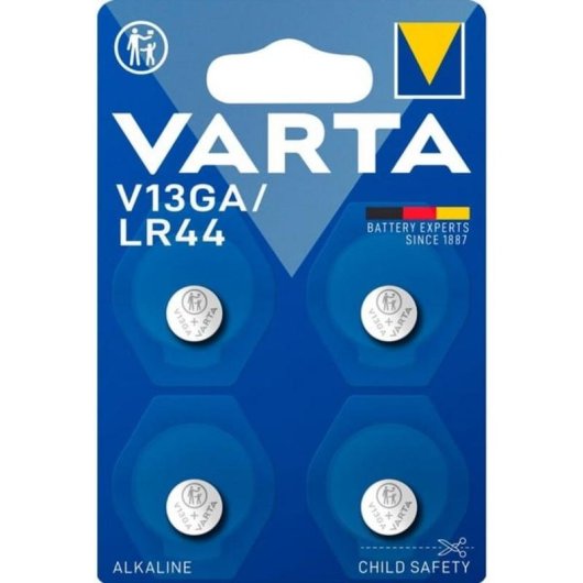 Pila a bottone alcalina VARTA LR44 1,5V 4 pezzi