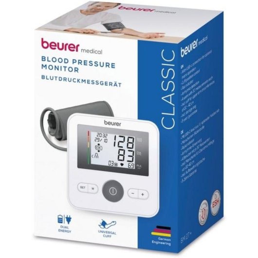 Esfigomanómetro de brazo Beurer BM 27+ con brazalete 22-42 cm y conexión USB