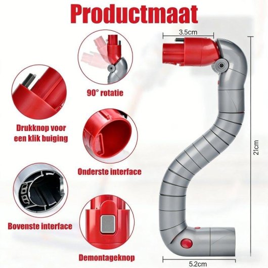 Adattatore angolare Blossom compatibile con Dyson V7 V8 V10 V11 V15 90° Rosso