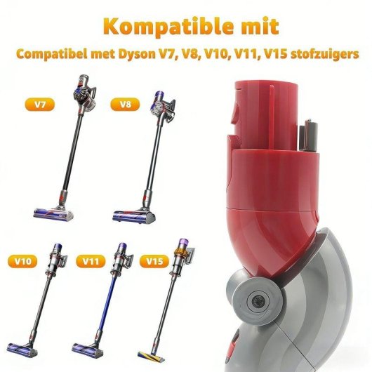 Adattatore angolare Blossom compatibile con Dyson V7 V8 V10 V11 V15 90° Rosso