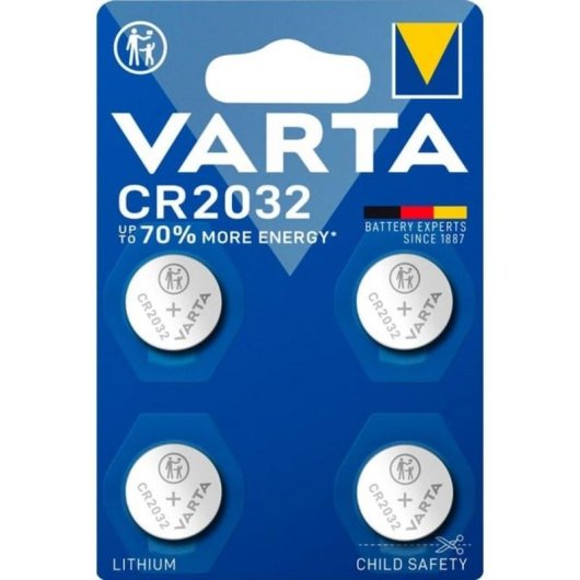 Pilha Botão Varta CR2032 Lítio 3V Pacote 4 unidades