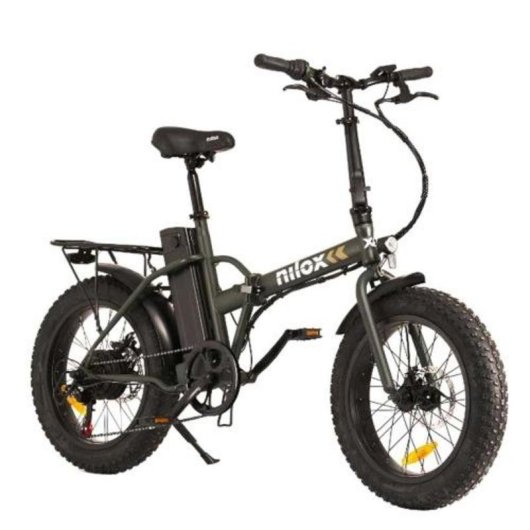 Bici Elettrica Pieghevole Nilox 20" x 4" 250W Shimano 7 Marce Nero