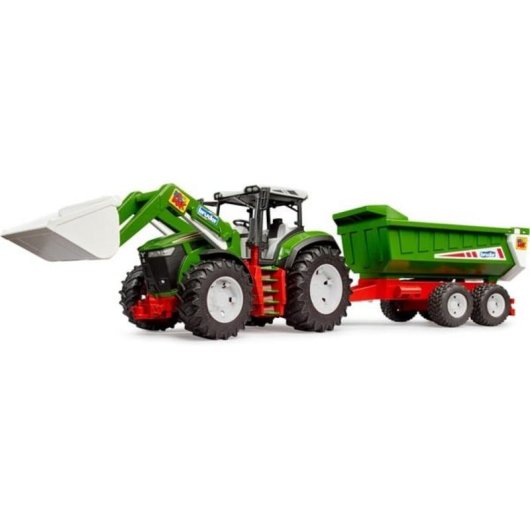Tractor de juguete Bruder Roadmax con cargador frontal y remolque basculante