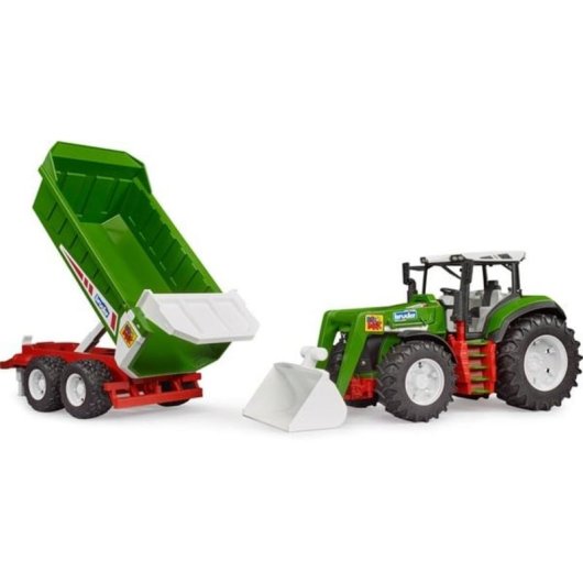 Tractor de juguete Bruder Roadmax con cargador frontal y remolque basculante