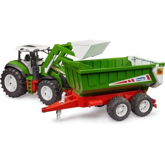 Tractor de juguete Bruder Roadmax con cargador frontal y remolque basculante