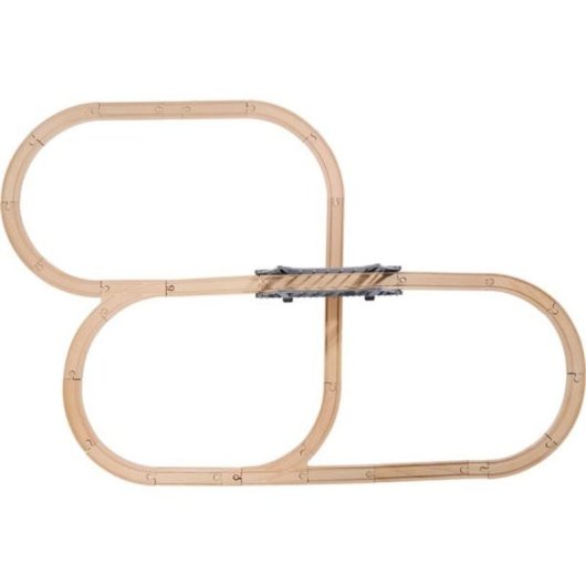 Juego de vías con puente Eichhorn de madera 55 piezas