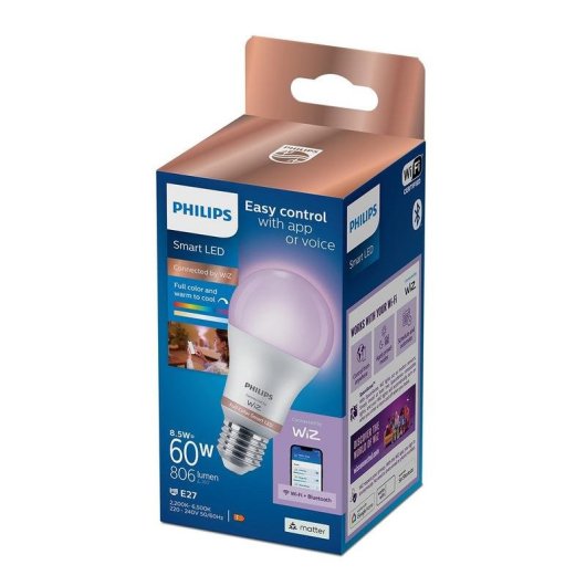 Bombilla LED inteligente Philips RGB Wi-Fi Bluetooth E27 806 lm