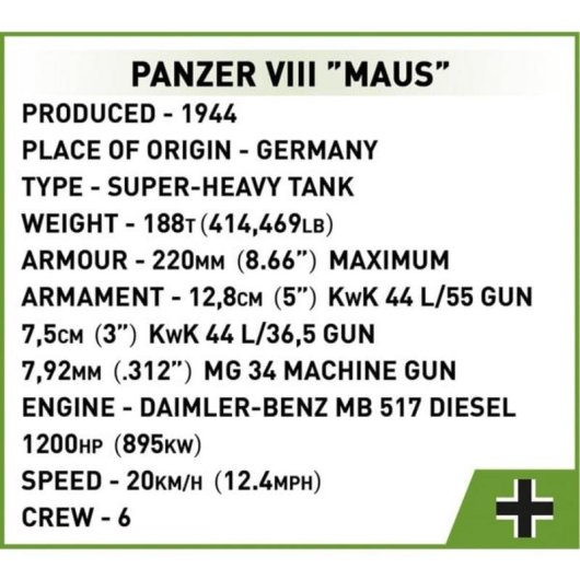 COBI Panzerkampfwagen VIII Maus COBI-3138 1353 Teile