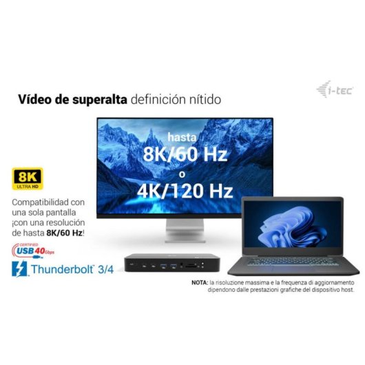 Estación de Acoplamiento i-tec Thunderbolt 5 Triple Display 140W PD
