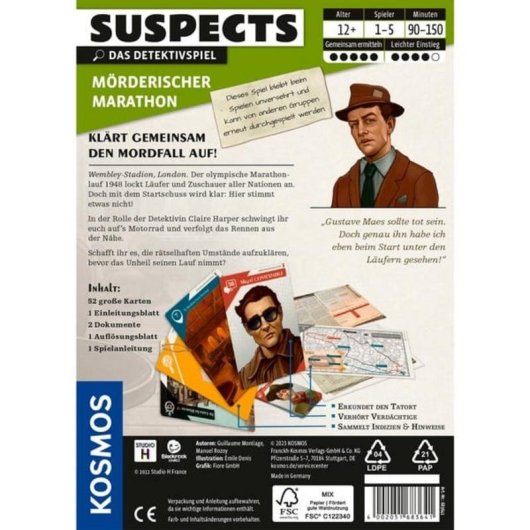 Jeu de cartes KOSMOS Suspects: Marathon Assassin coopératif 1-5 joueurs