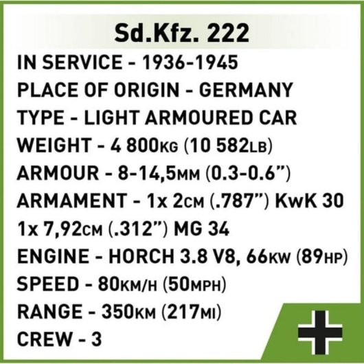 COBI Sd.Kfz. 222 Juegos de construcción COBI-2657 502 piezas