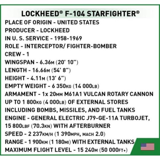 COBI Lockheed F-104 Starfighter COBI-2426 438 Teile