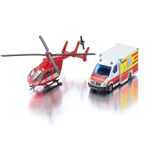 Modèle réduit SIKU SUPER Mercedes-Benz Ambulance et Hélicoptère 1:87