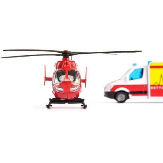 Modèle réduit SIKU SUPER Mercedes-Benz Ambulance et Hélicoptère 1:87