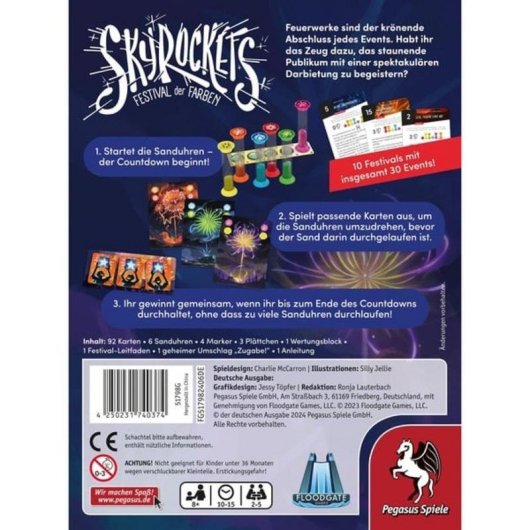 Brettspiel Pegasus SkyRockets Festival der Farben kooperatives Familienspiel