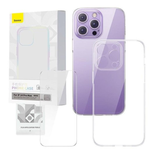 Funda para móvil Baseus P60112202201-03 transparente TPU y cristal templado para iPhone 14 Pro Max
