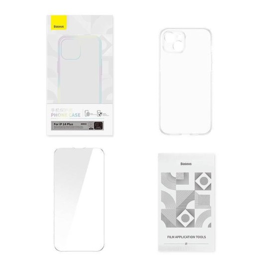 Funda para móvil Baseus P60112202201-02 transparente TPU y vidrio templado para iPhone 14 Plus
