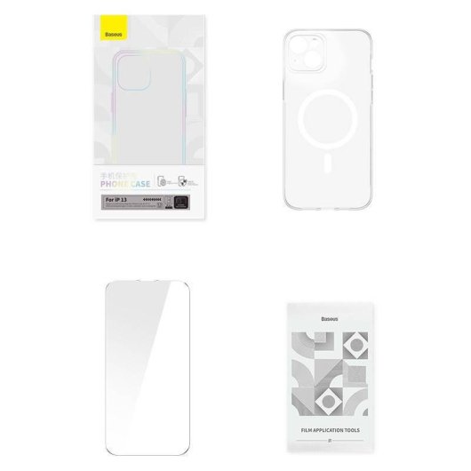 Funda para móvil Baseus ARSJ010602 Magnética Transparente PC con cristal templado para iPhone 13