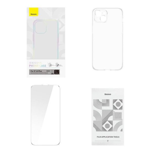 Funda para móvil Baseus Crystal Series Transparente Magnética + vidrio templado para iPhone 14 Plus