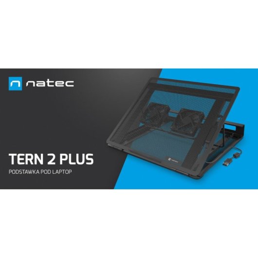 Base refrigeración portátil Natec Tern 2 Plus 2 ventiladores magnéticos hasta 17.3"