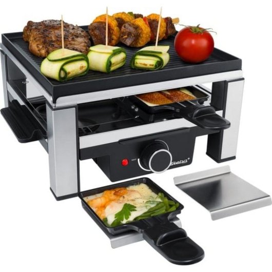 Raclette Steba RC 104 900 W 4 sartenes placa hierro fundido
