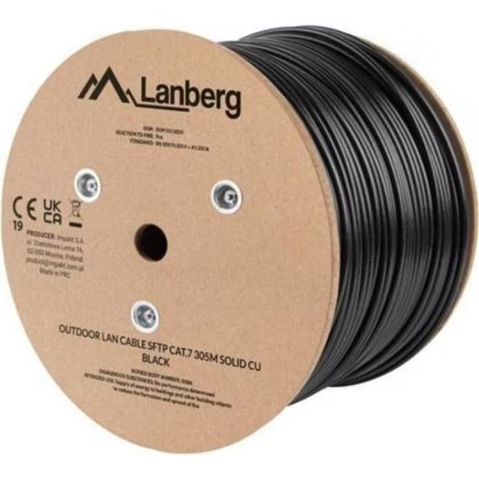 Cabo de Rede Lanberg CAT7 SFTP 305 m RJ45 Preto