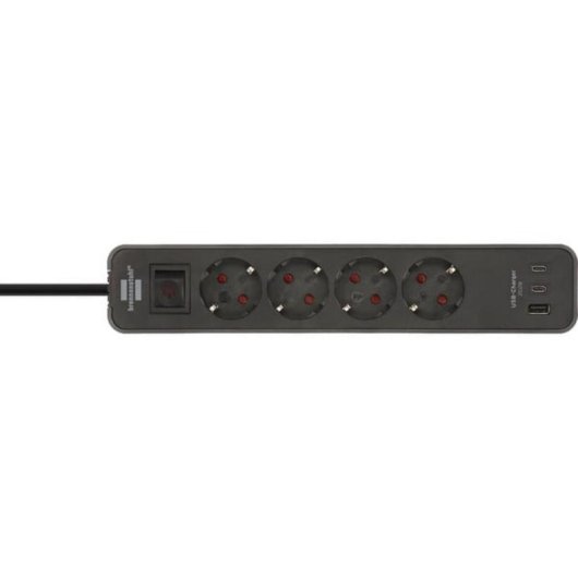 Multiprise Brennenstuhl 4 prises 2 USB-C 1 USB-A avec protection et interrupteur
