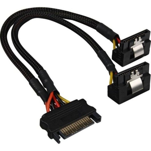 Cable de alimentación Sharkoon Y SATA 90° Negro