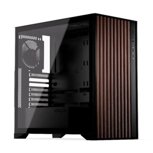 Boîtier PC Krux Palum Tour Midi ATX avec fenêtre noir et bois