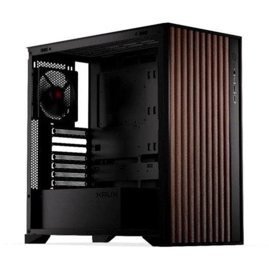 Boîtier PC Krux Palum Tour Midi ATX avec fenêtre noir et bois