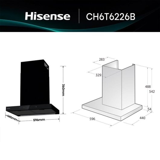 Campana extractora Hisense Inverter Decorativa 60cm con filtro aluminio