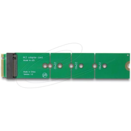 Adaptador Delock M.2 Key M macho a ranura M.2 para SSDs SATA y NVMe
